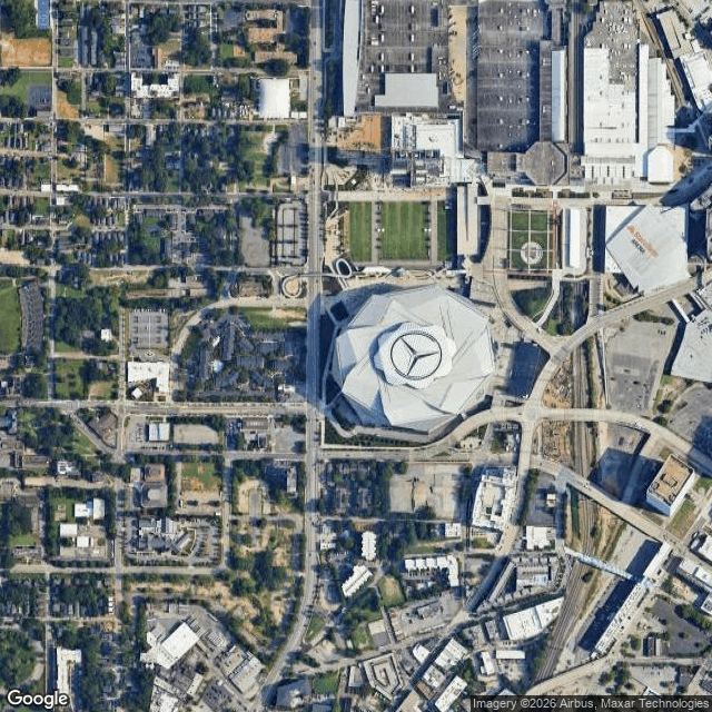 Satellite view of Mercedes-Benz Stadium